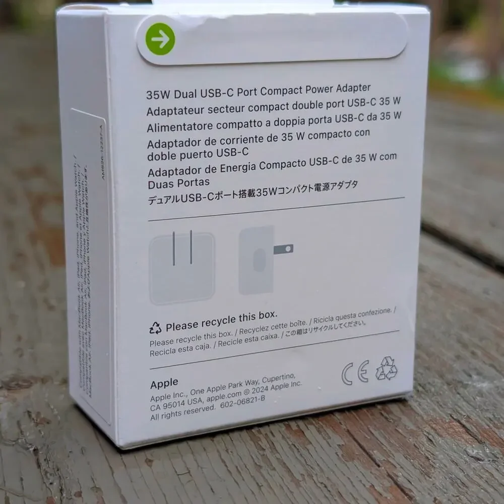NIB Genuine Apple 35W Dual USB-C Port Compact Power Adapter OEM Fast Charger